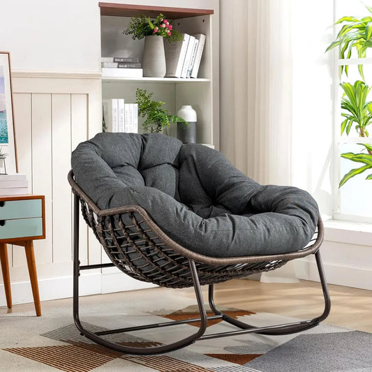 Read, Nap, & Unwind in Cloud-Like Comfort: Extra Wide Rocking Egg Chair with Deep Seat
