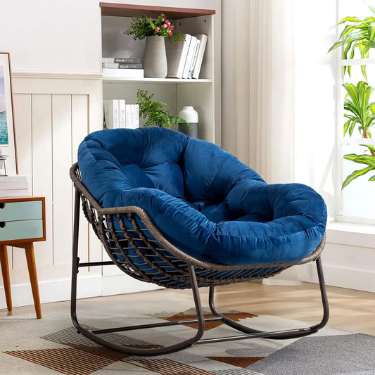 Read, Nap, & Unwind in Cloud-Like Comfort: Extra Wide Rocking Egg Chair with Deep Seat